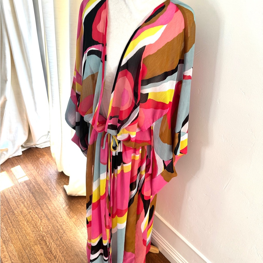 H&M Colorful Abstract Kimono Dress Beach Cover Up - Size M / L